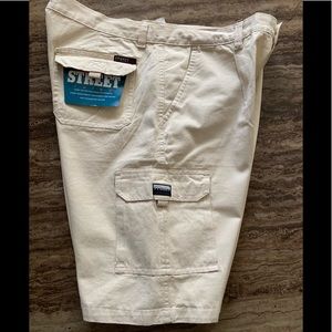 SR Denim brand STREET RULES CARGO SHORTS CREAM 32